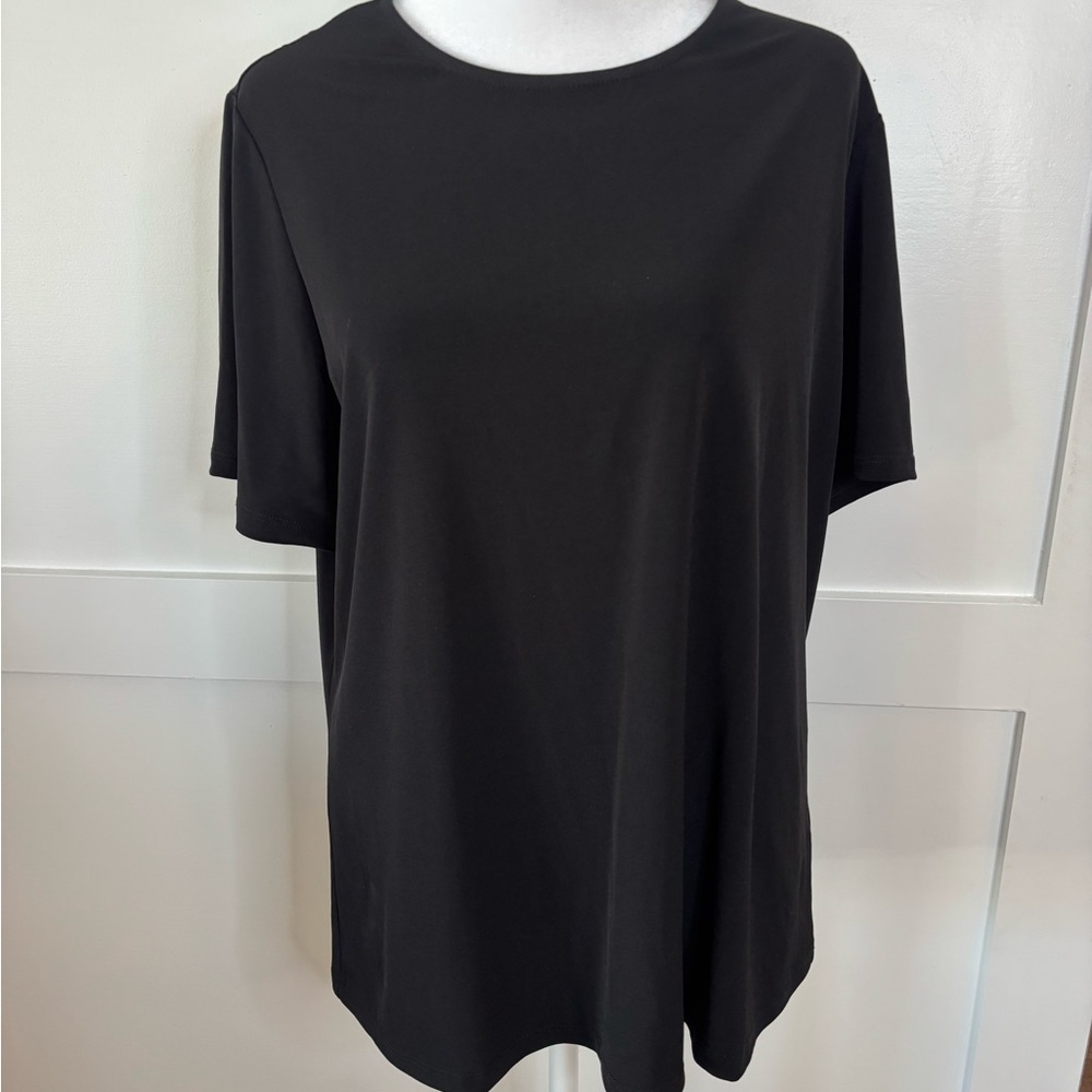Susan Graver Elegant Black Short Sleeve Top size large